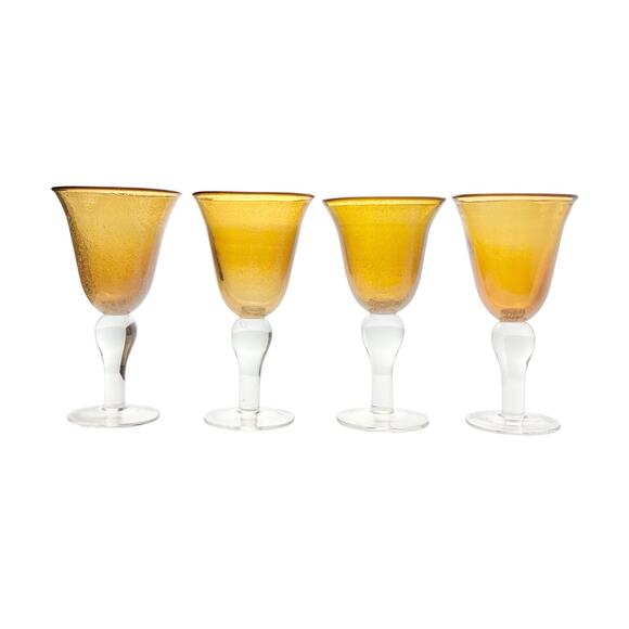 Artland “Iris (Amber)” Set of 4 Wine Water or All Purpose Glasses 8 1/4” 14oz